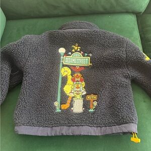 Kith Kids' Blue Sherpa Jacket with Sesame Street Embroidery